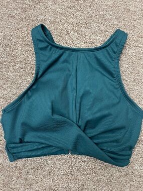 Teal Ribbed Twist-Front Crop Top woman size S